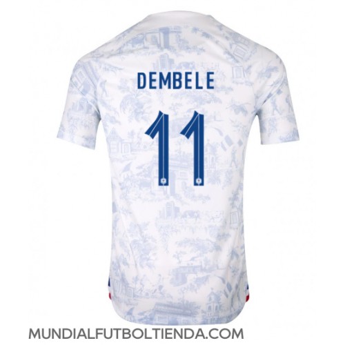 Camiseta Francia Ousmane Dembele #11 Segunda Equipación Replica Mundial 2022 mangas cortas